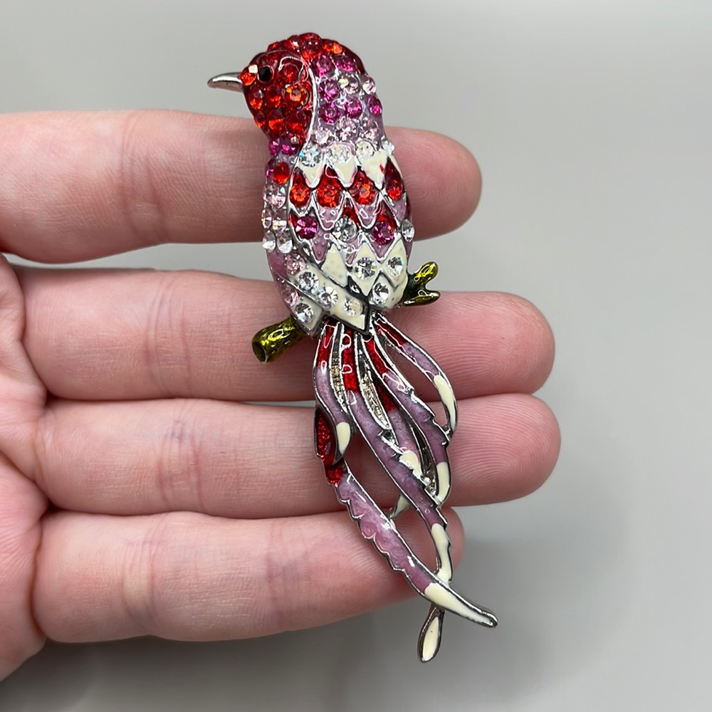 Rhinestone Bird Two Finger Ring